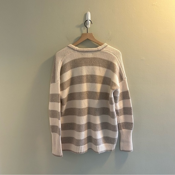 La Ligne Martha Cardigan Size Small Striped Wool Cashmere Sweater Nude Tan - Picture 7 of 11